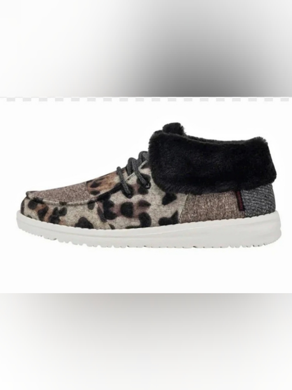 Hey Dude Wendy Slipper Fur Leo Gray & Black Sneakers
